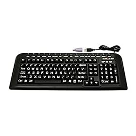Large Print USB Computer Keyboard (Black with White Letters) for visually impaired individuals